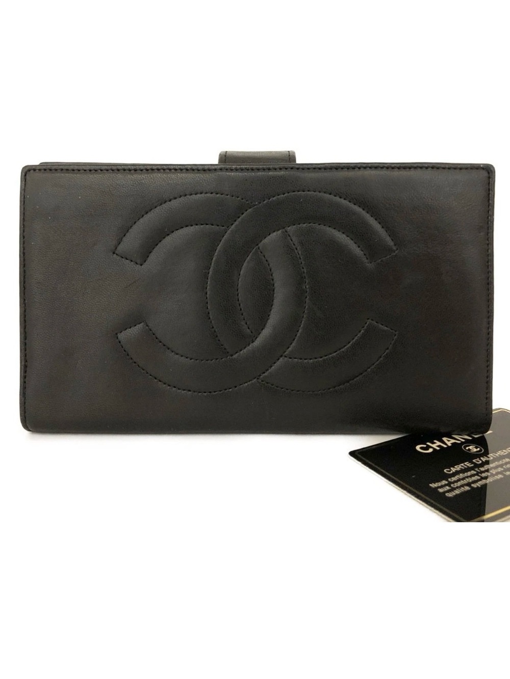 CHANEL Black Leather Wallet bifold